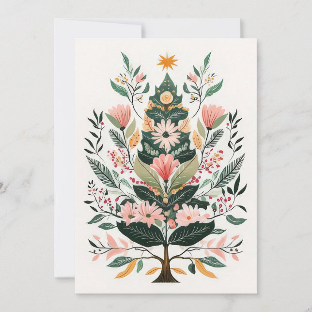 Festive Christmas Tree Greeting Card (Front)