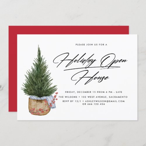 Festive Christmas Tree  Holiday Open House Invitation