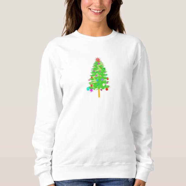 Festive Christmas Tree Illustration Sweatshirt (Front)