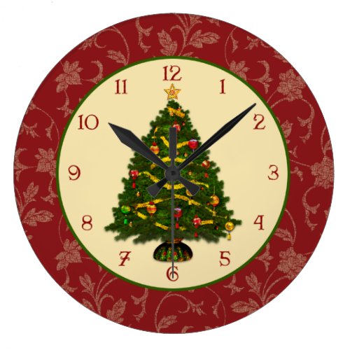 Festive Christmas Tree Large Clock