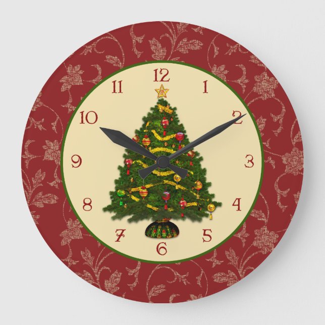 Festive Christmas Tree Large Clock (Front)