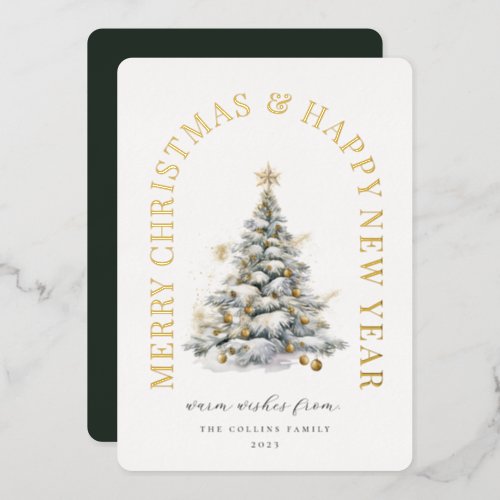 Festive Christmas Tree Modern Foil Holiday Card