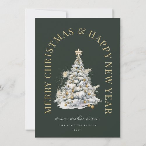 Festive Christmas Tree Modern Green Holiday Card