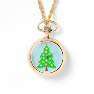 Festive Christmas Tree Necklace Watch