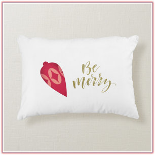 Festive Christmas Tree Ornament Be Merry Accent Pillow