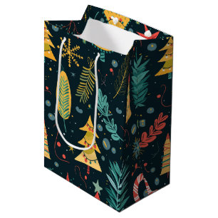 Festive Christmas Tree Pattern - Joyful Holiday Medium Gift Bag