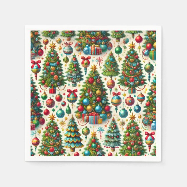 Festive Christmas Tree Pattern Napkins (Front)