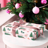 Festive Christmas Tree Pink Vintage Retro Van Wrapping Paper