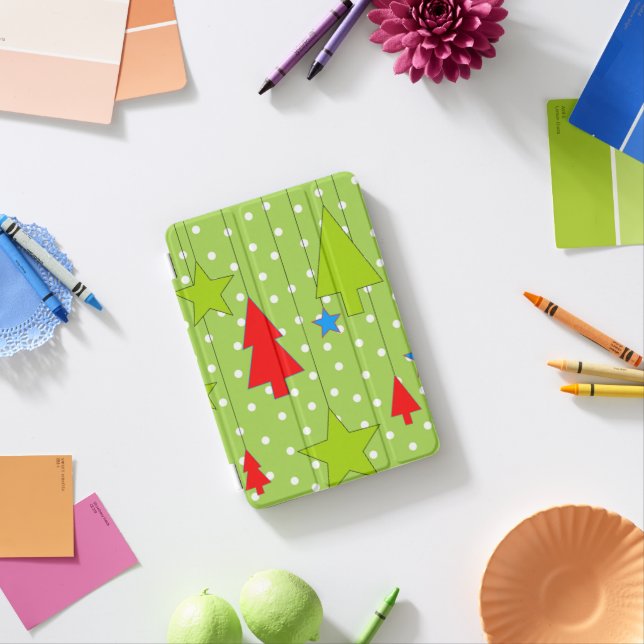 Festive Christmas Tree Print iPad Mini Cover (In Situ)