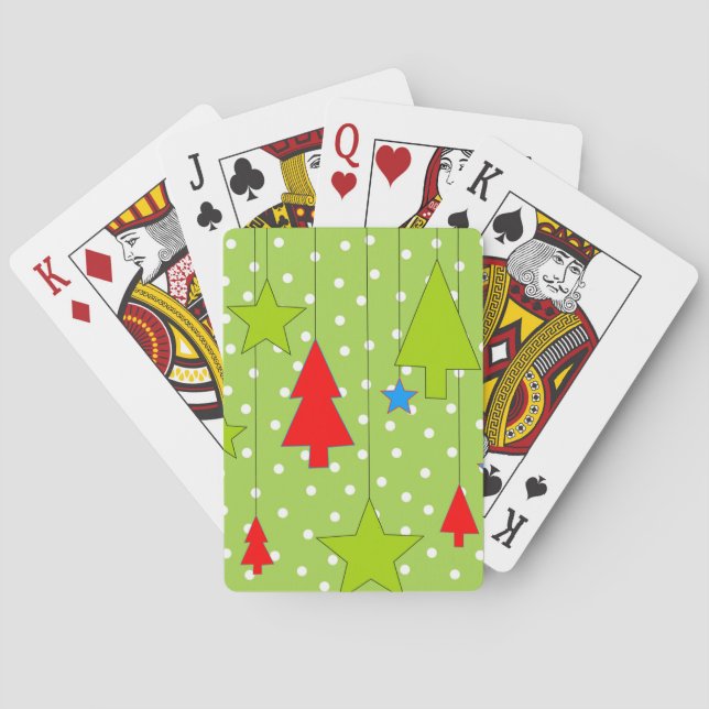 Festive Christmas Tree Print Poker Cards (Back)
