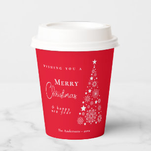Festive Christmas tree Red Paper Cups