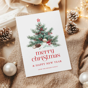 Festive Christmas Tree Red Retro Typography Invitation
