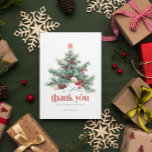 Festive Christmas Tree Red Retro Typography Thank You Card