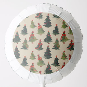 Festive Christmas Tree Repeating Pattern Balloon
