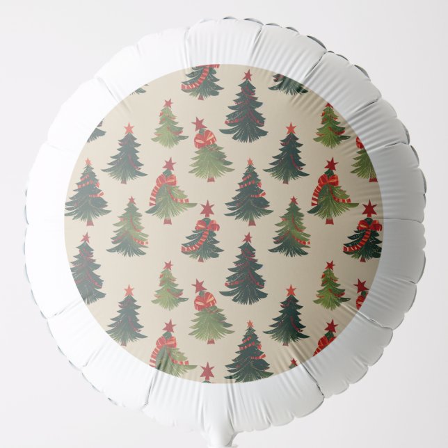 Festive Christmas Tree Repeating Pattern Balloon (Front)