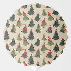 Festive Christmas Tree Repeating Pattern Balloon
