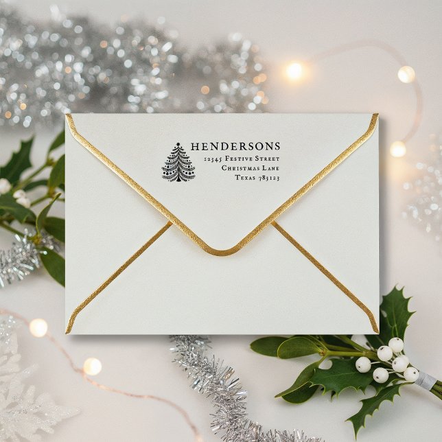 Festive Christmas Tree Return Address Rubber Stamp (Creator Uploaded)