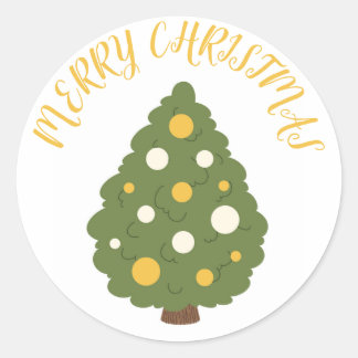 Festive Christmas Tree Sticker with "Merry Christm