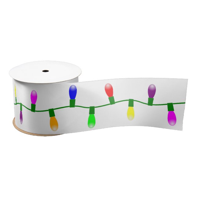 Festive Christmas Tree String Light Bulbs White Satin Ribbon (Spool)