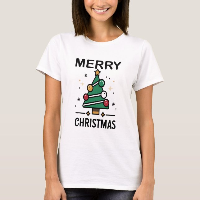 Festive Christmas Tree  T-Shirt (Front)