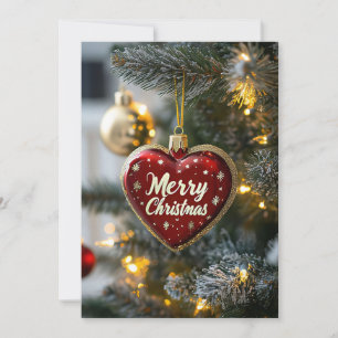 Festive Christmas Tree with Heart Greeting Card
