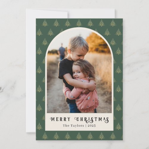 Festive Christmas Trees Arch Photo Holiday Card