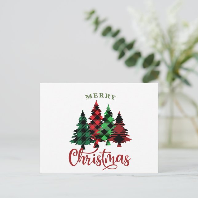 Festive Christmas Trees Collage Christmas Card (Standing Front)