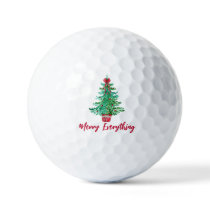 Festive Christmas Trees Merry Everything Holiday Golf Balls