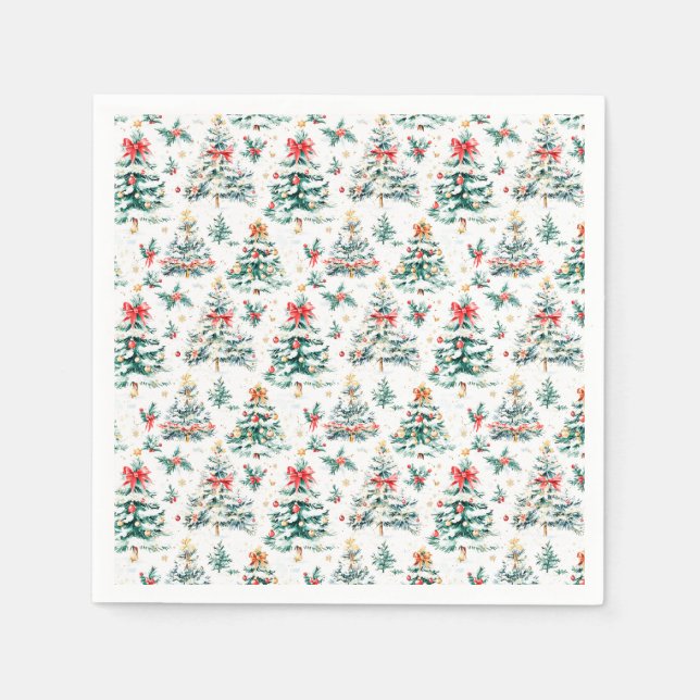 Festive Christmas Trees Napkins (Front)