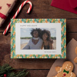 Festive Christmas Trees Pattern Photo Happy Holiday Card<br><div class="desc">A modern take on a classic Christmas holidays pattern with this minimalist and simple collection,  to customize with your own greeting text and family picture.</div>