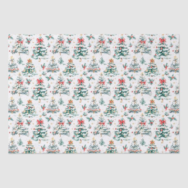 Festive Christmas Trees Tissue Paper (Front)
