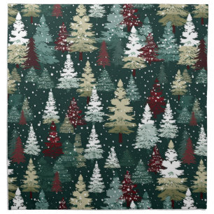 Festive Christmas Trees Winter Snow Holiday Cloth Napkin