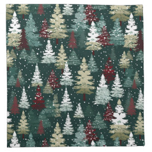 Festive Christmas Trees Winter Snow Holiday Cloth Napkin