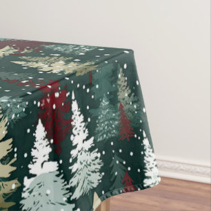Festive Christmas Trees Winter Snow Holiday Tablecloth