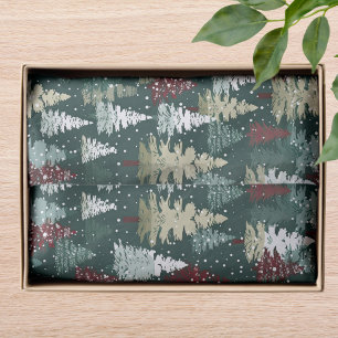 Festive Christmas Trees Winter Snow Holiday Tissue Paper