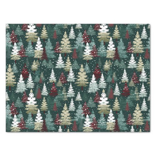 Festive Christmas Trees Winter Snow Holiday Tissue Paper