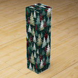 Festive Christmas Trees Winter Snow Holiday Wine Box<br><div class="desc">Festive Christmas Trees Winter Snow Holiday Wine Gift Box features a pattern of red,  white and green Christmas Trees with snowflakes. Traditional Christmas holiday pattern perfect for holiday gift wrapping. Suitable for family,  friends,  corporate and more. Designed by Evco Studio www.zazzle.com/store/evcostudio</div>