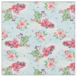 Festive Christmas Truck Snowman Fabric