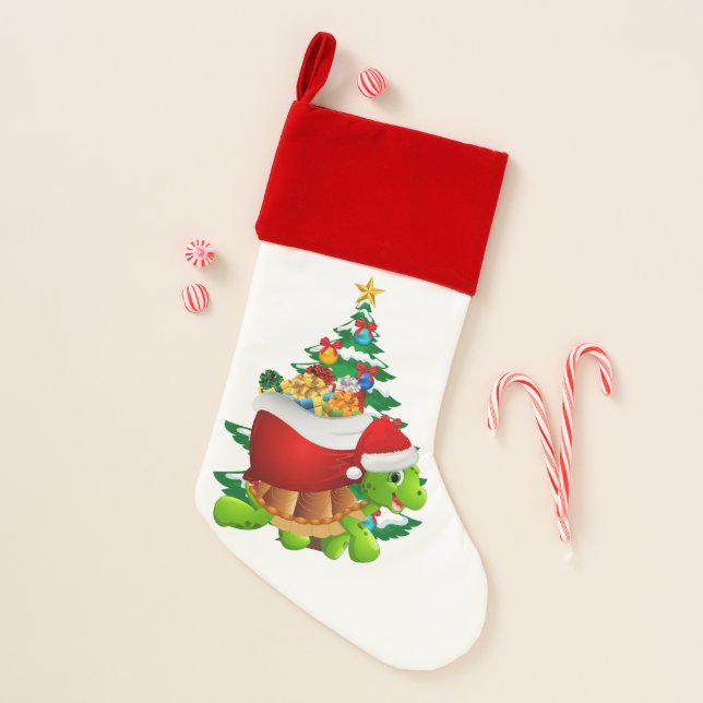 Festive Christmas turtle tree decor stocking (Front)
