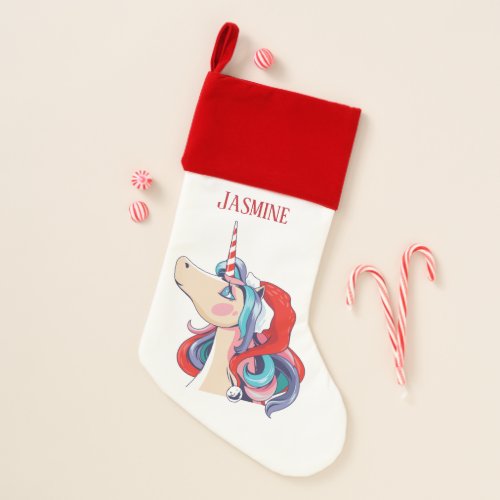 Festive Christmas unicorn add name Christmas Stocking