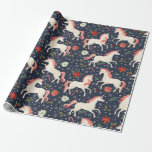 Festive Christmas Unicorn | Candy Canes &amp; Snow Wrapping Paper