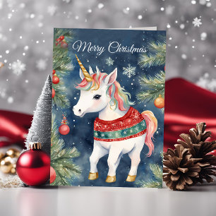 Festive Christmas Unicorn Holiday Greeting Card