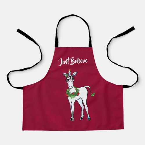 Festive Christmas  Unicorn just believe Apron