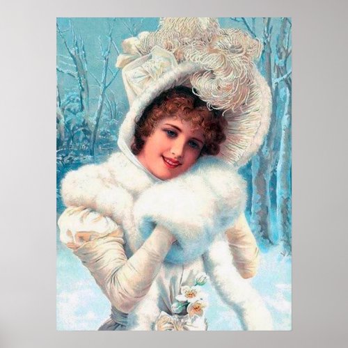festive Christmas vintage lady Holiday Poster