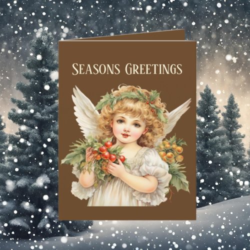 Festive Christmas watercolor Angel add text Holiday Card