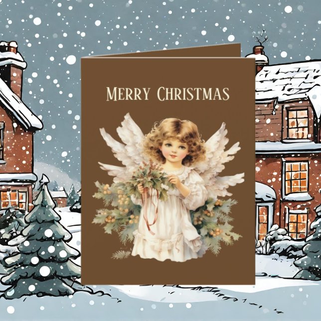 Festive Christmas watercolor Angel add text  Holiday Card (Creator Uploaded)