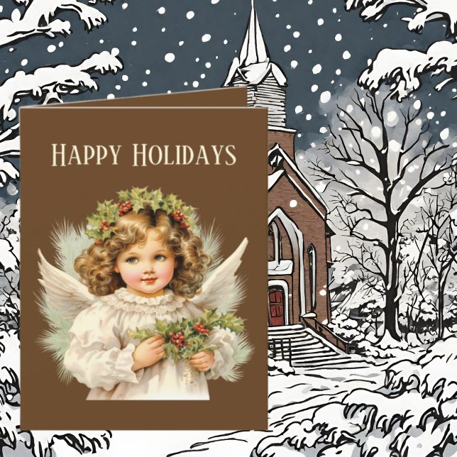 Festive Christmas watercolor Angel add text  Holiday Card (Creator Uploaded)