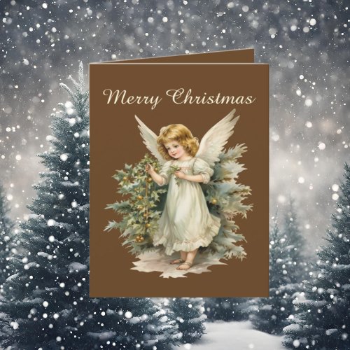 Festive Christmas watercolor Angel add text  Holiday Card