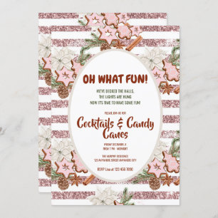 Festive Christmas Watercolor Cocktail Party Invita Invitation