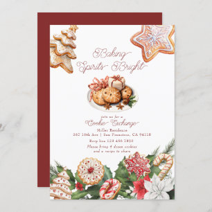 Festive Christmas Watercolor Cookie Exchange Invitation